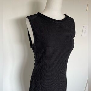 Eclipse Black Shimmery Stripe Black Partially Sheer Dress - Size Large